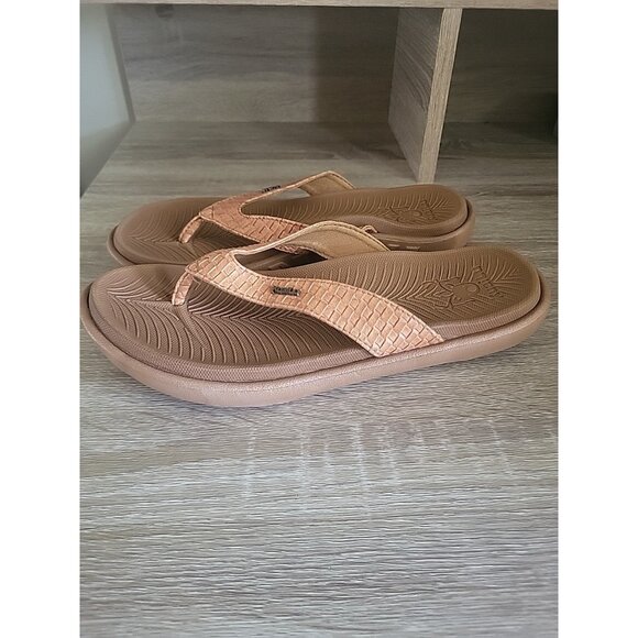 KuaiLu Yoga Mat Flip Flop Orthotic Arch Thong Sandals Tan Brown Wms 8.5 US 39 EU - Picture 1 of 8